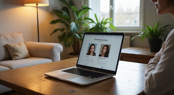 Eine Person betrachtet ein Dating Profil auf einem Laptop suche Sexkontakte in Deutschland