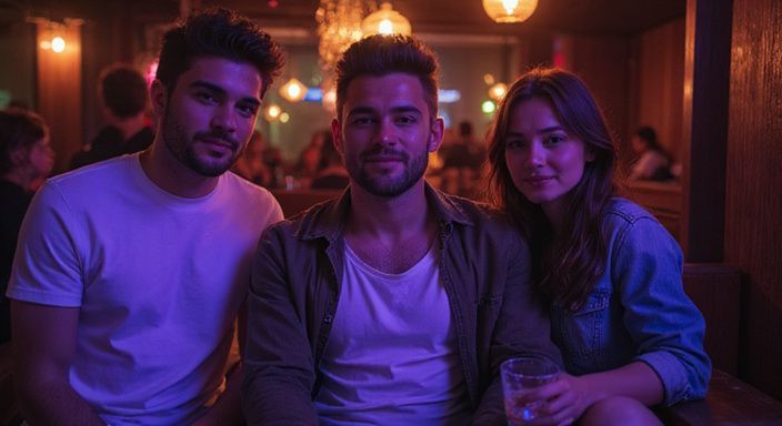 Eine Gruppe junger Erwachsener genießt die Atmosphäre in einem Nachtclub und suche Erotische Kontakte und Sex-Dating in Basel.