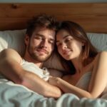 Ist Sex gesund für die Gesundheit? - Die Fakten enthüllt Ein Paar liegt entspannt und innig in einem gemütlichen Schlafzimmer.