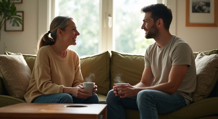 Eine Frau und ein junger Mann teilen einen intimen Moment en suchen Reife Cougars Sexdates.