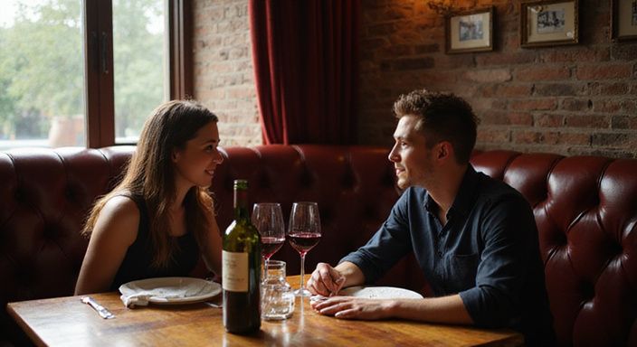 Ein romantisches Weinbar-Dinner für zwei mit elegantem Ambiente.