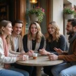 Flirt Kontakt Schweiz: So findest du schnell neue Bekanntschaften Eine Gruppe junger Erwachsener genießt Zeit vor einem Café