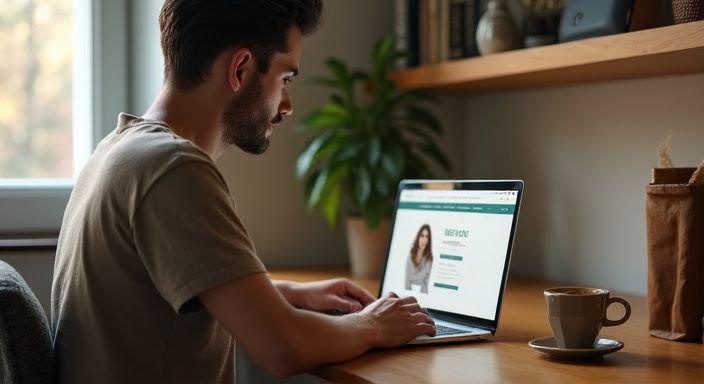 Eine Person arbeitet konzentriert an ihrem Laptop und suche sexkontakt in Graz.