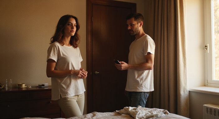 Eine junge Frau und ein Mann entspannen in einem Hotelzimmer. Eine junge Frau und ein Mann entspannen in einem Hotelzimmer.