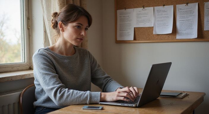 Eine Frau arbeitet konzentriert an ihrem Laptop und Smartphone. Eine Frau arbeitet konzentriert an ihrem Laptop und suche erotisch kontakt und sextreffen in Graubünden.