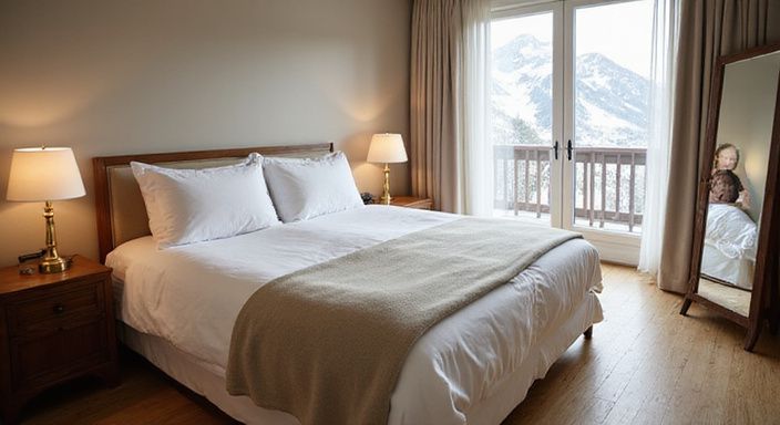 Elegantes Hotelzimmer in St. Moritz, geprägt von minimalistischer Raffinesse. Elegantes Hotelzimmer in St. Moritz, geprägt von minimalistischer Raffinesse.