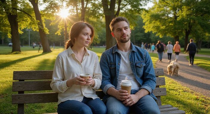 Ein Paar entspannt sich auf einer Bank im Park. Ein Paar entspannt sich auf einer Bank im Park und wollen flirt kontakt in Zürich.