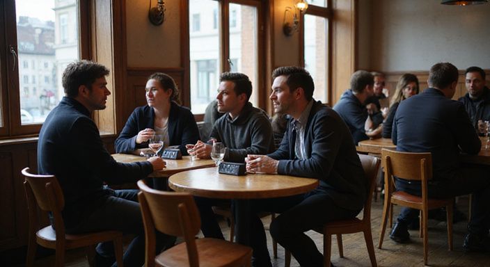 Eine gemütliche Bar in Zürich während eines Speed-Dating-Events. Eine gemütliche Bar in Zürich während eines Speed-Dating-Events.