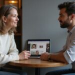 Mit älteren Frauen flirten: Tipps, wie es wirklich klappt Eine Frau und ein Mann führen ein einfühlsames Gespräch im Café