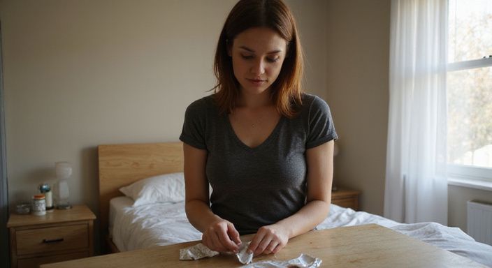 Eine Frau bereitet einen sicheren Raum für eine intime Begegnung vor.