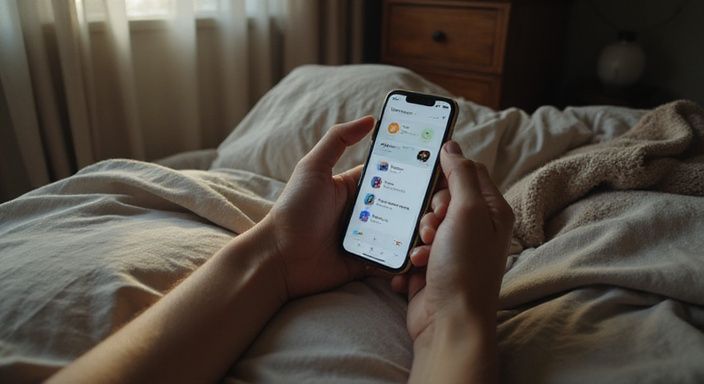 Eine Hand hält ein Smartphone mit verschiedenen Dating-Apps für Sexkontakt Hessen.