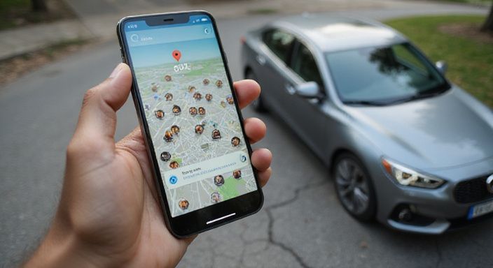 Ein Smartphone zeigt eine Dating-App mit städtischen und ländlichen Profilen.