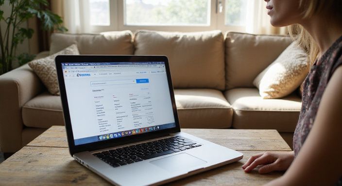 Ein gemütliches Wohnzimmer mit Laptop und einladender Couch. Ein gemütliches Wohnzimmer mit Laptop und einladender Couch.