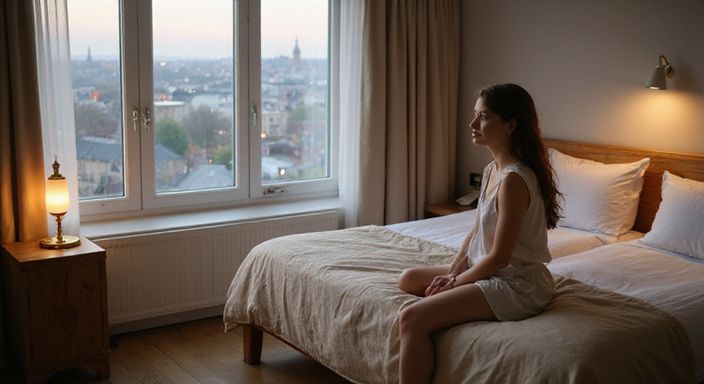Ein bescheidenes Hotelzimmer in Freiburg mit gemütlicher Atmosphäre.