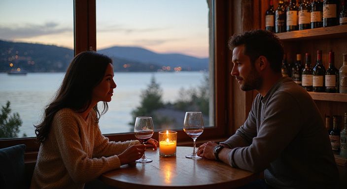 Ein Paar genießt einen romantischen Abend in einer Weinbar und wollen erotisch kontakt und sextreffen in Waadt.