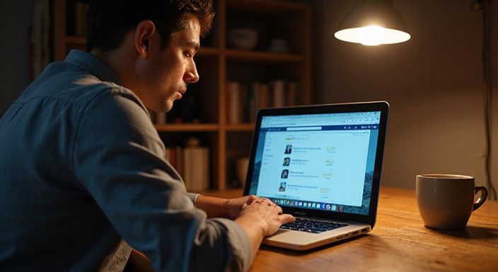 Eine Person arbeitet konzentriert an einem Laptop an einem Schreibtisch. Eine Person arbeitet konzentriert an einem Laptop an einem Schreibtisch und suche Erotisch Kontakt und Sextreffen in Wallis.
