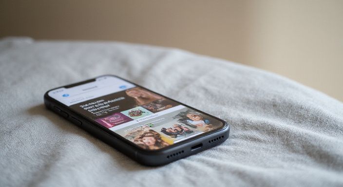 Ein modernes Smartphone zeigt die Homepage von Erotikmarkt.de auf einem Tisch.