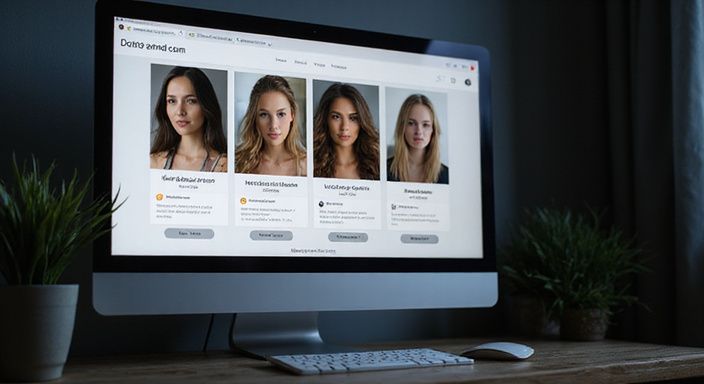 Ein Computerbildschirm zeigt Profile auf einer Dating-Website.