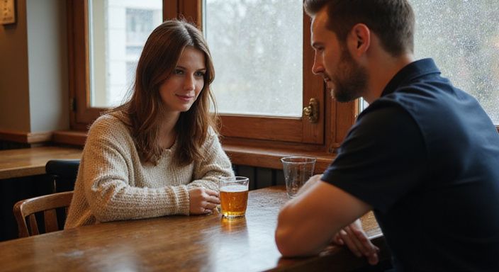 Ein Paar teilt einen intimen Moment an einer Bar in Eisenstadt. Ein Paar teilt einen intimen Moment an einer Bar in Eisenstadt.