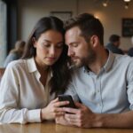 Sexkontakt Linz: So findest du heiße Treffen in deiner Nähe Ein Paar sitzt in einem Café und betrachtet konzentriert ihr Smartphone