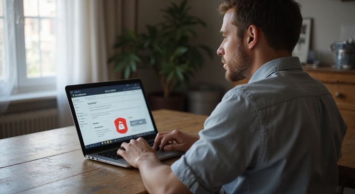 Eine Person bereitet sich auf ein virtuelles Date am Laptop vor.