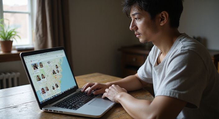 Eine Person in einer entspannten Haltung arbeitet am Laptop. Eine Person in einer entspannten Haltung arbeitet am Laptop.