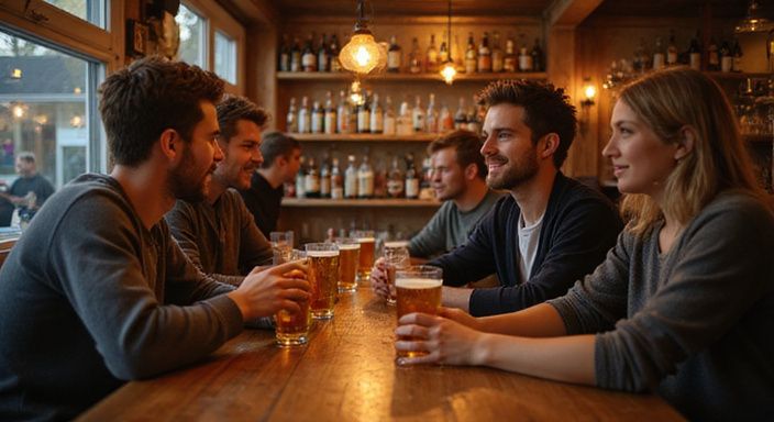 Junge Erwachsene genießen gesellige Gespräche an einer Bar in Neunkirchen. Junge Erwachsene genießen gesellige Gespräche über Sexkontakt Saarland an einer Bar in Neunkirchen.