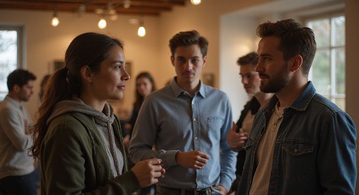 Eine Gruppe junger Erwachsener entspannt sich bei einem sozialen Event.