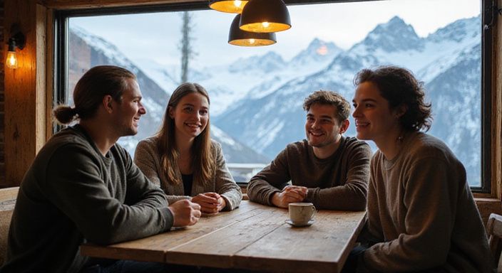 Junge Erwachsene genießen eine entspannte Zeit in einem Café.