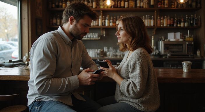 Ein Paar in einer Bar tauscht intime Blicke aus. Ein Paar in einer Bar tauscht intime Blicke aus und wollen Flirt Kontakt und Sextreffen in Schwyz .