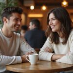 Flirten mit Frauen: Die besten Strategien für einen gelungenen Start Zwei Erwachsene genießen ein Gespräch in einem belebten Café