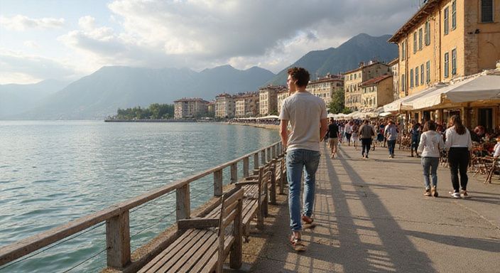 Eine Person genießt den Blick auf den Genfersee. Eine Person genießt den Blick auf den Genfersee.
