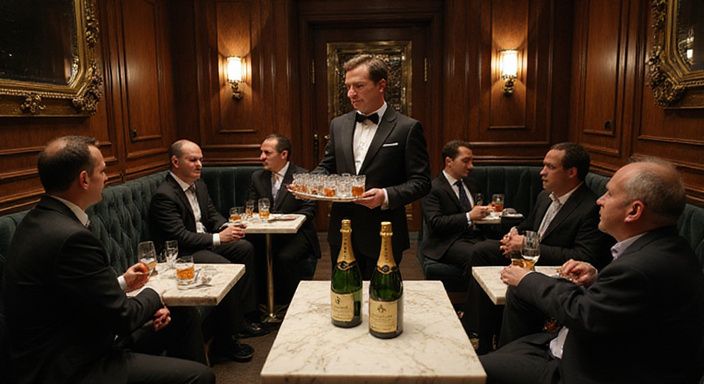 Elegante Nachtclub-Lounge mit stilvollen Gästen und erlesenen Getränken.