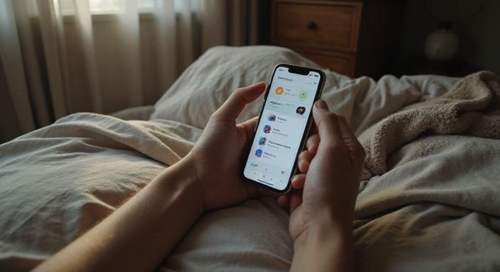 Eine Hand hält ein Smartphone mit verschiedenen Dating-Apps für Sexkontakt Hessen.